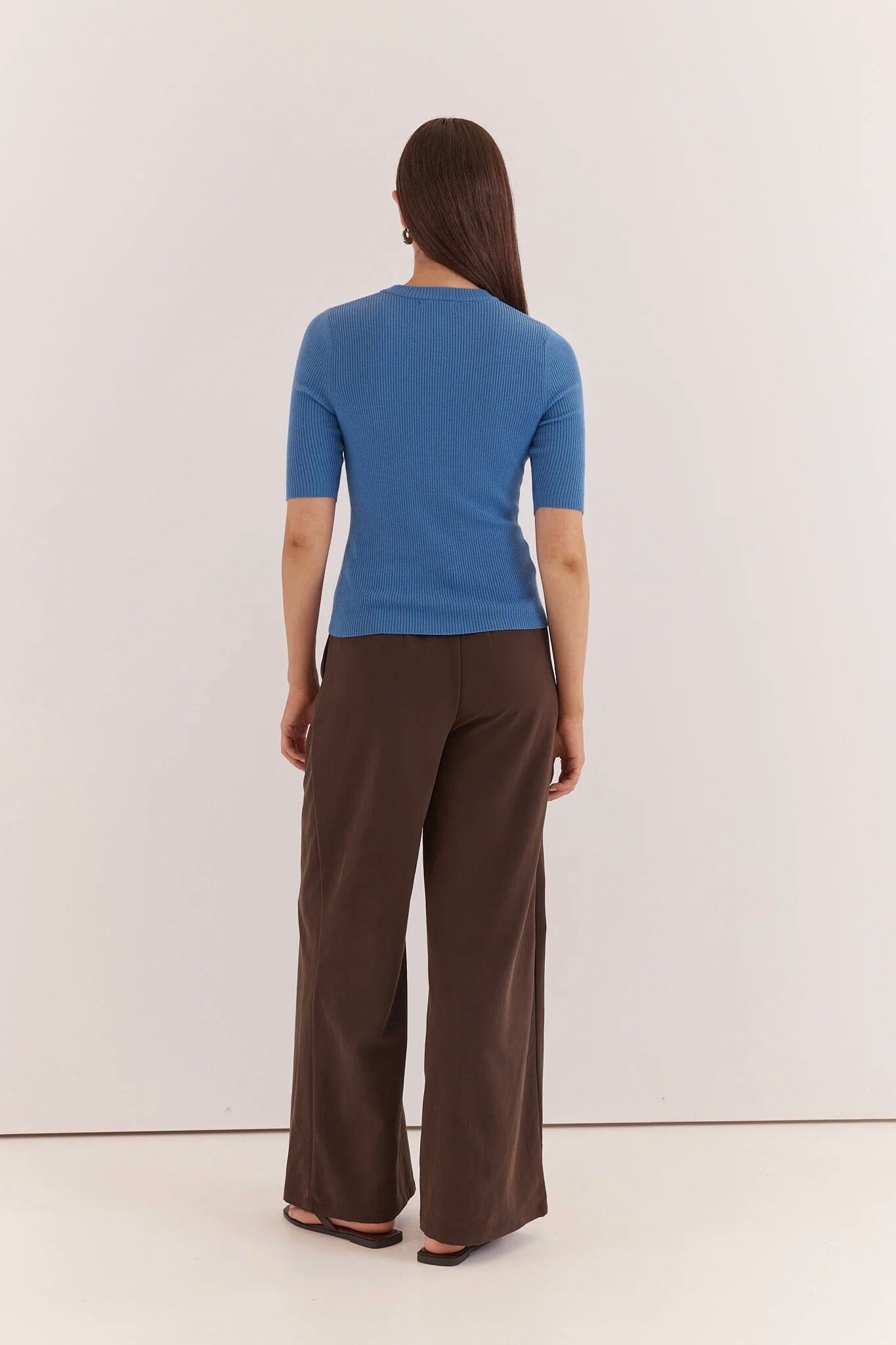 SASS CLOTHING Natalie Wide Leg Trouser - Chocolate BOTTOMS