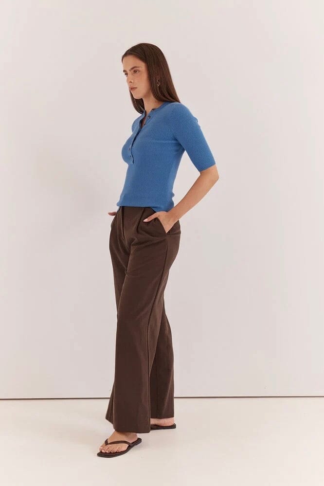 SASS CLOTHING Natalie Wide Leg Trouser - Chocolate BOTTOMS