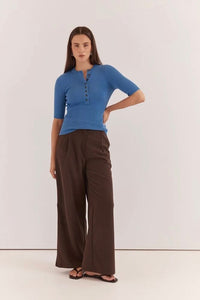 SASS CLOTHING Natalie Wide Leg Trouser - Chocolate BOTTOMS
