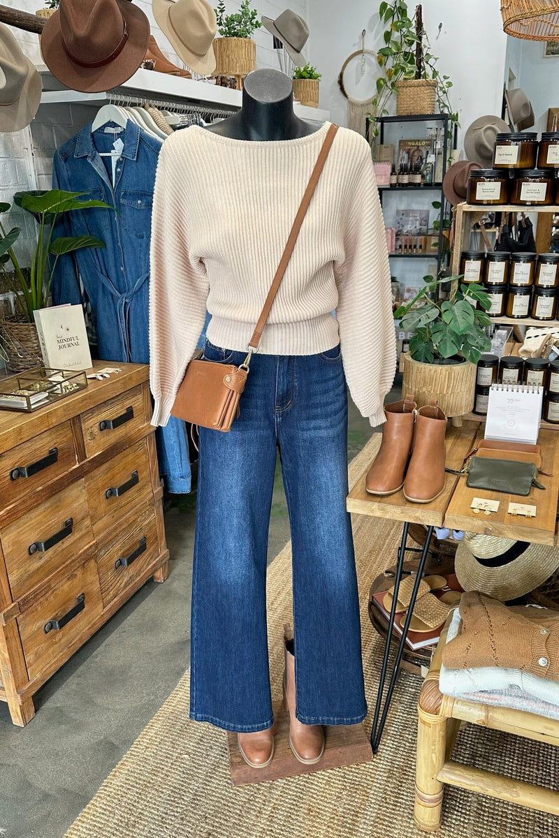 SHAREEN COLLECTIONS Sharnie Knit Top - Beige TOPS