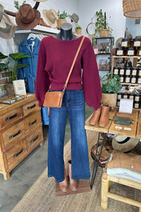 SHAREEN COLLECTIONS Sharnie Knit Top - Wine TOPS