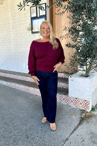 SHAREEN COLLECTIONS Sharnie Knit Top - Wine TOPS