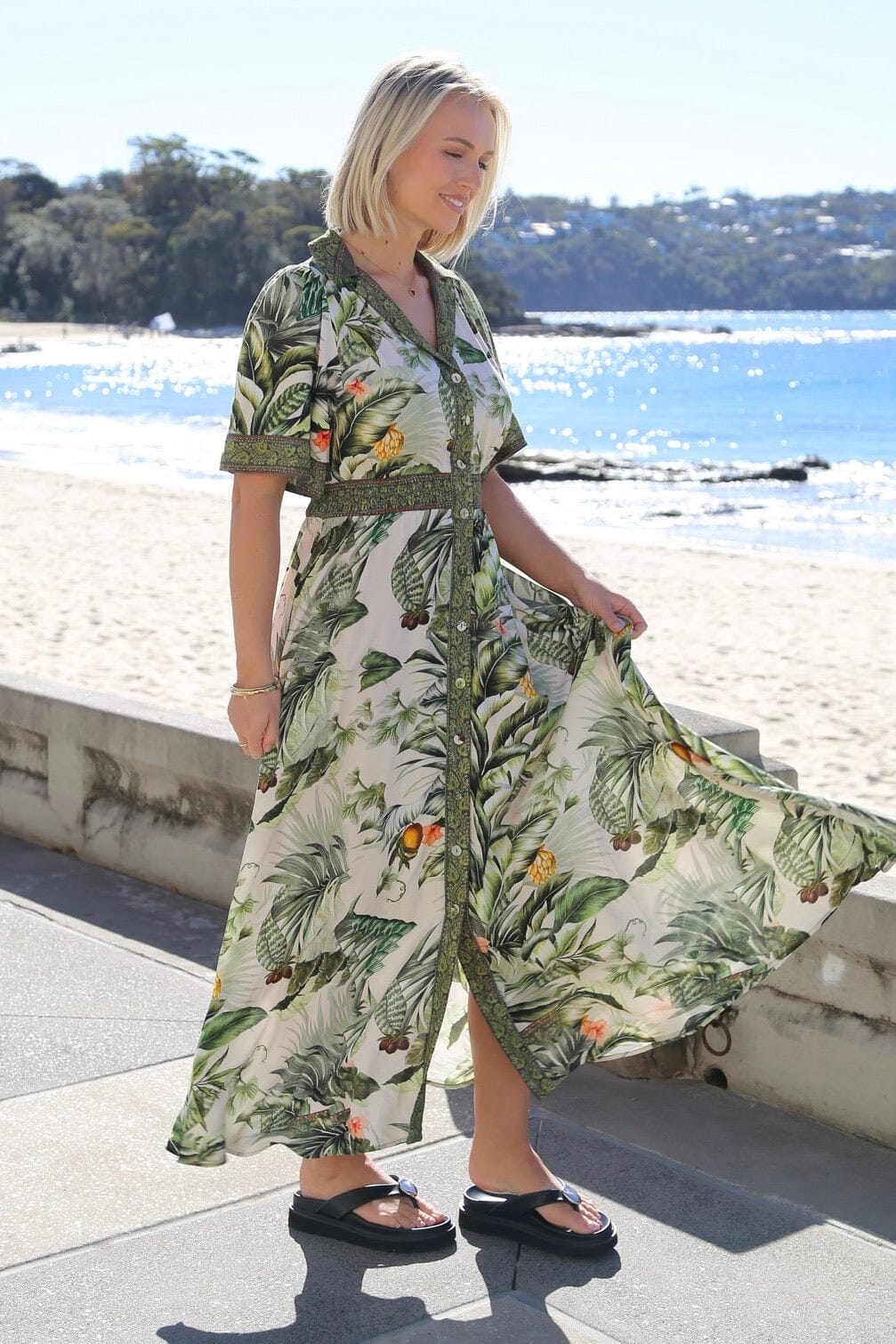SHAREEN COLLECTIONS Tropical Paradise Midi Dress DRESSES
