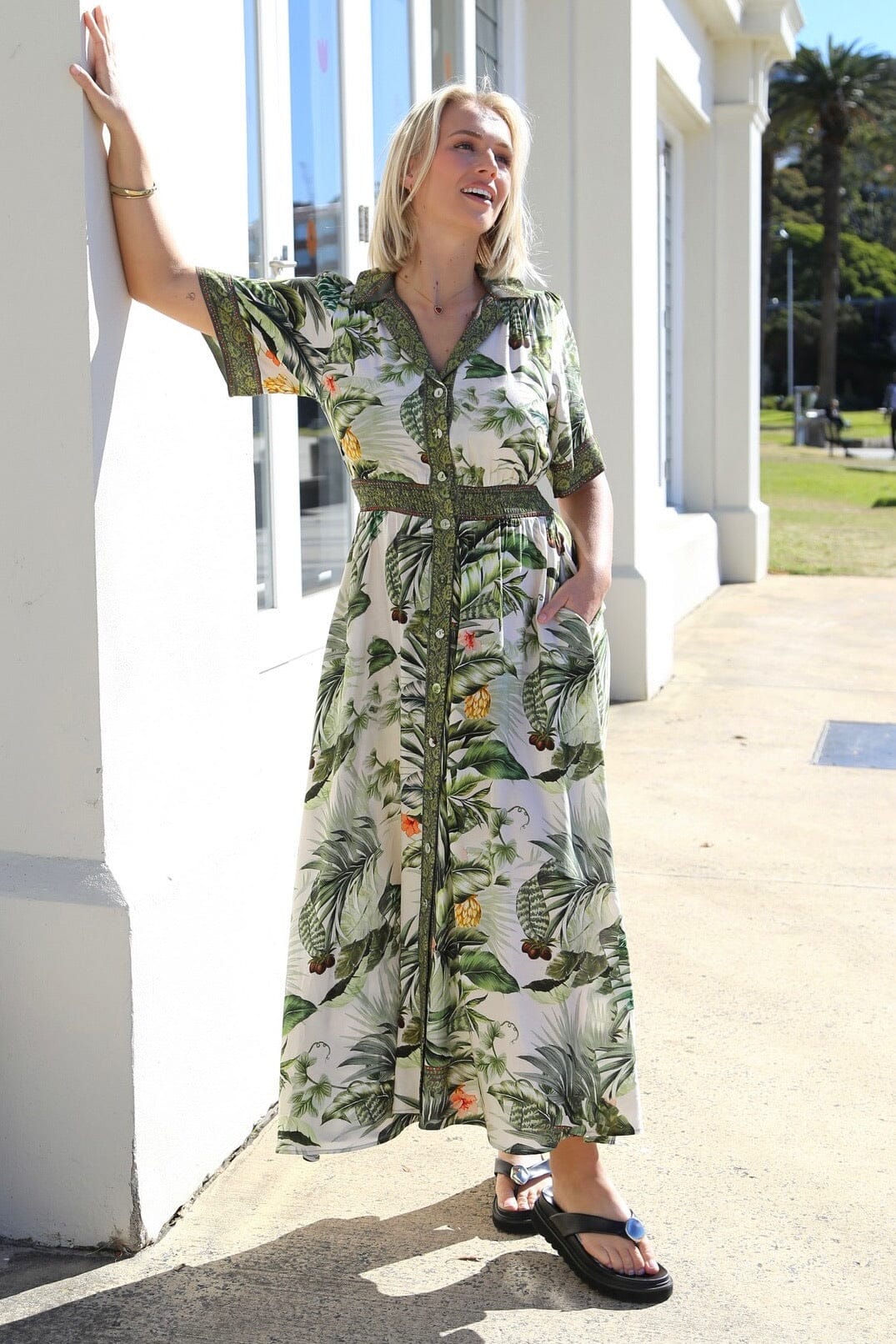 SHAREEN COLLECTIONS Tropical Paradise Midi Dress DRESSES
