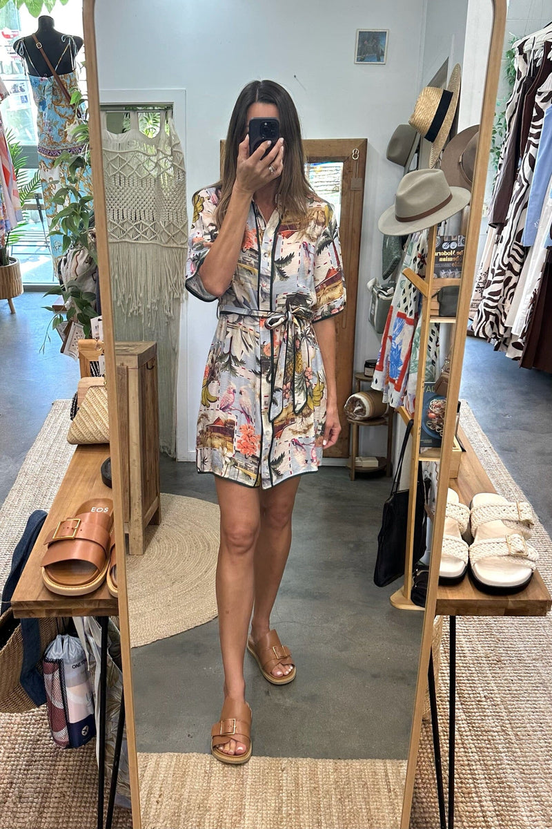 SHAREEN COLLECTIONS Tropicana Shirt Dress DRESSES