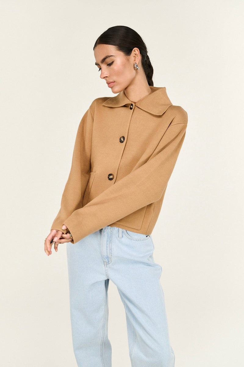 STAPLE THE LABEL Aura Knit Jacket - Caramel JACKET