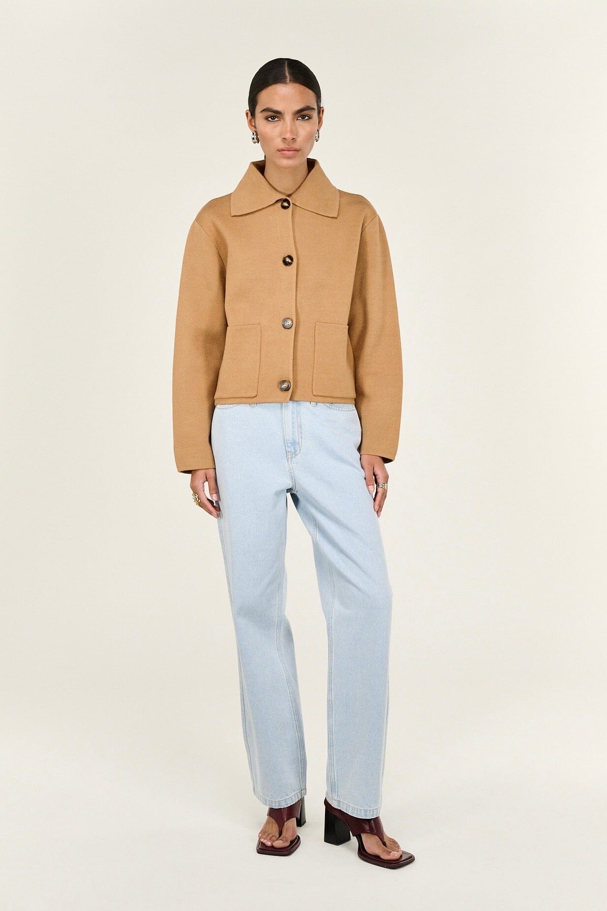 STAPLE THE LABEL Aura Knit Jacket - Caramel JACKET