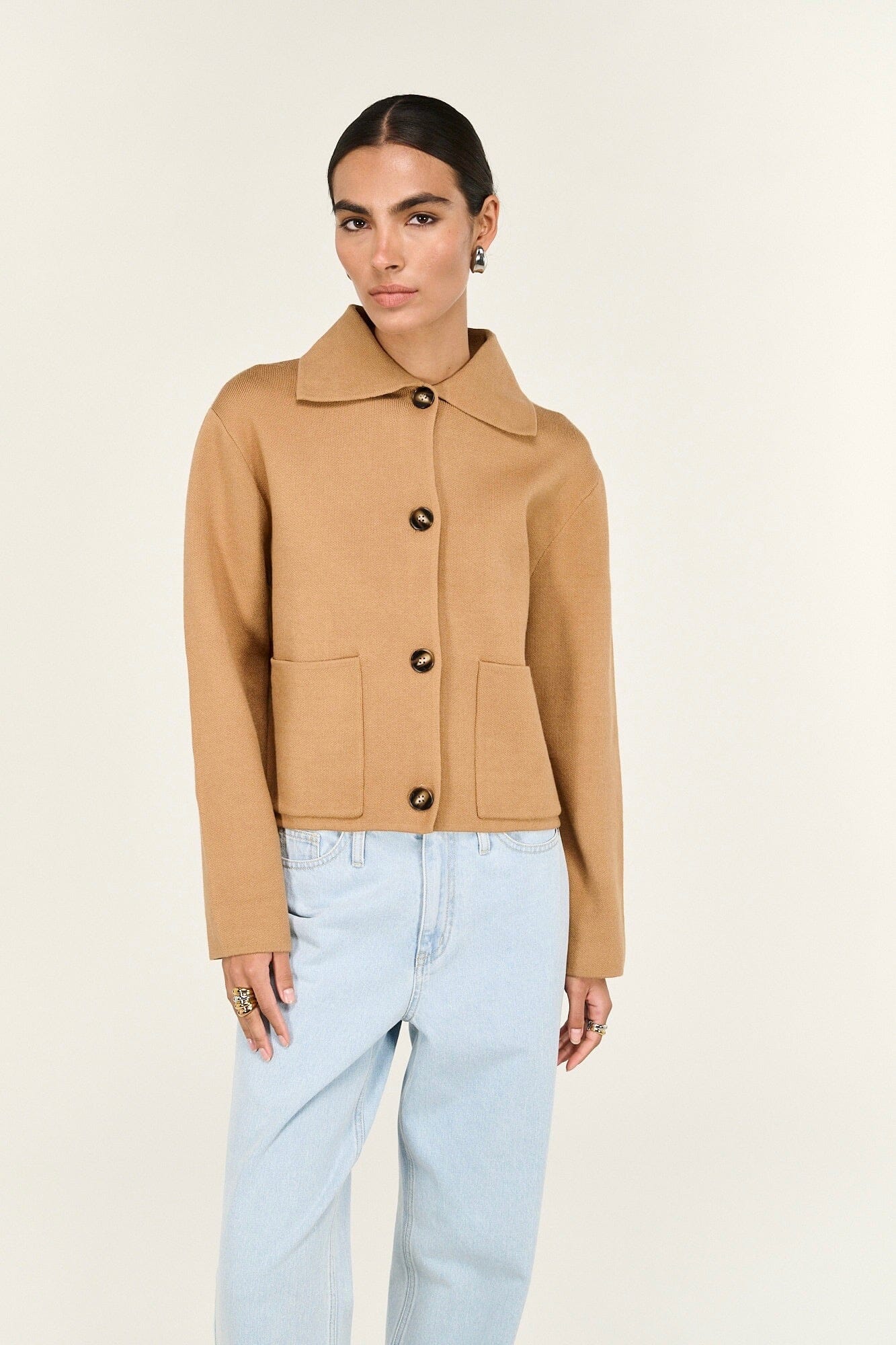 STAPLE THE LABEL Aura Knit Jacket - Caramel JACKET
