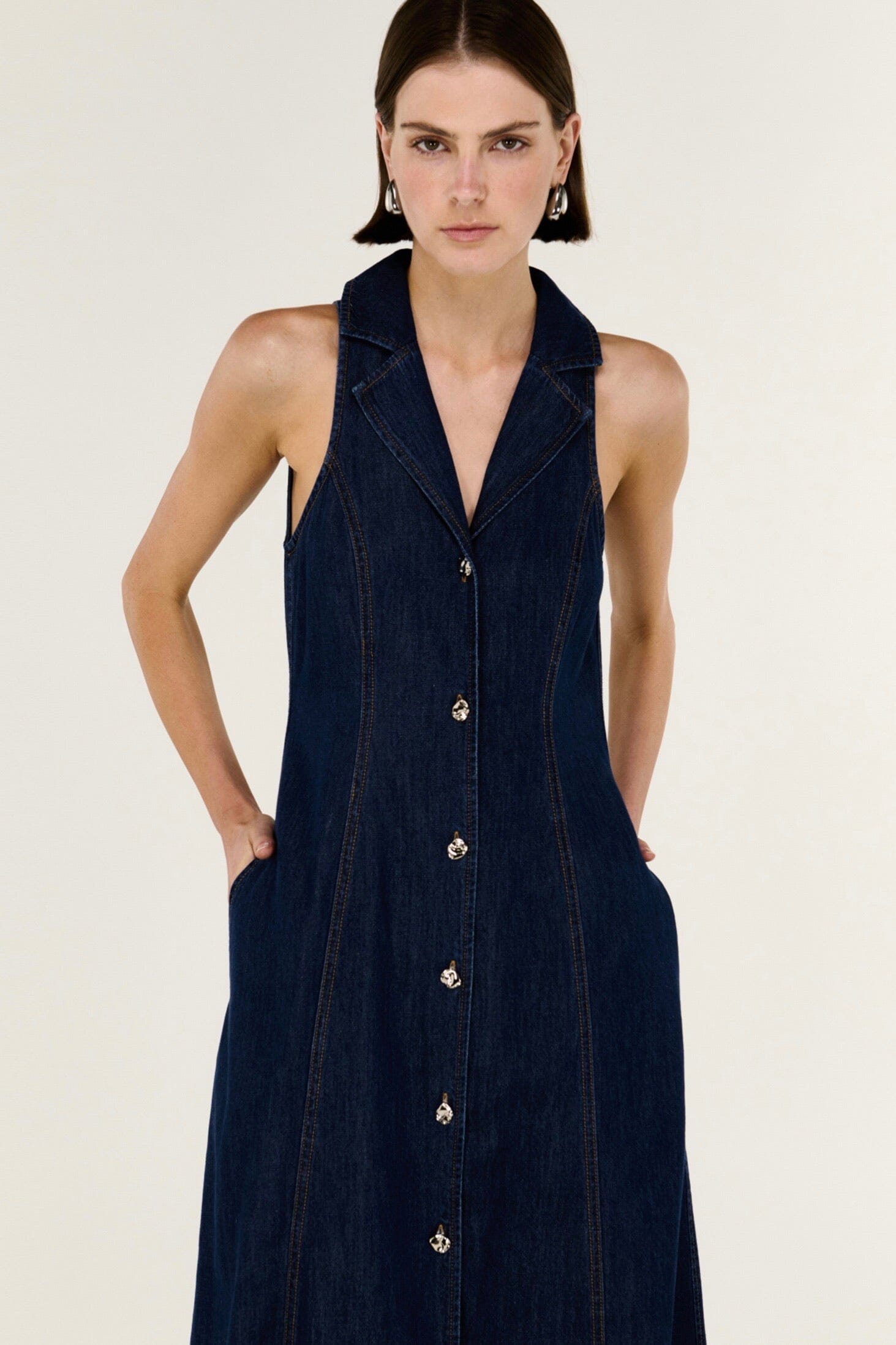 STAPLE THE LABEL Lea Denim Midi Dress DRESSES