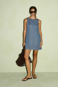 STAPLE THE LABEL Talia Chambray Mini Dress DRESSES