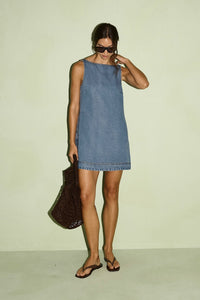STAPLE THE LABEL Talia Chambray Mini Dress DRESSES