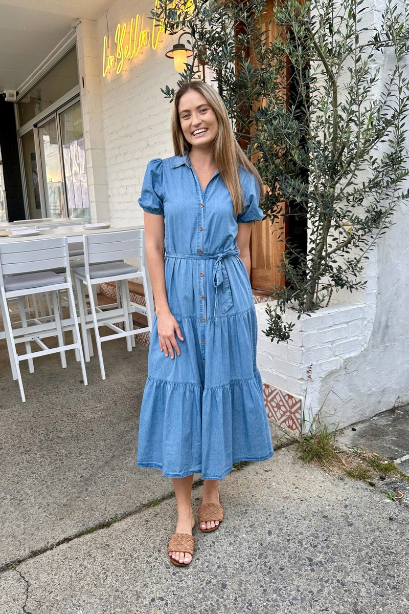 SUNNY GIRL Denim Days Cotton Midi Dress DRESSES