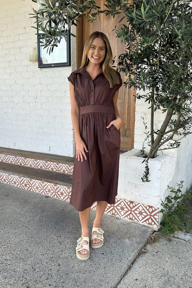SUNNY GIRL Mosman Midi Dress - Chocolate DRESSES