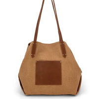 TRIFINE Leather-Trimmed Natural Tote Bag BAGS