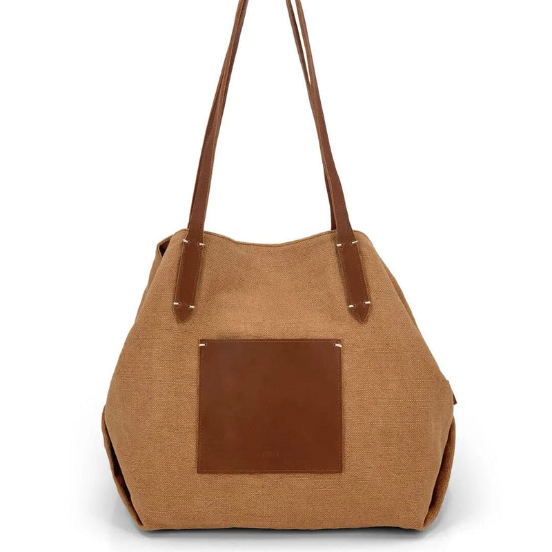 TRIFINE Leather-Trimmed Natural Tote Bag BAGS