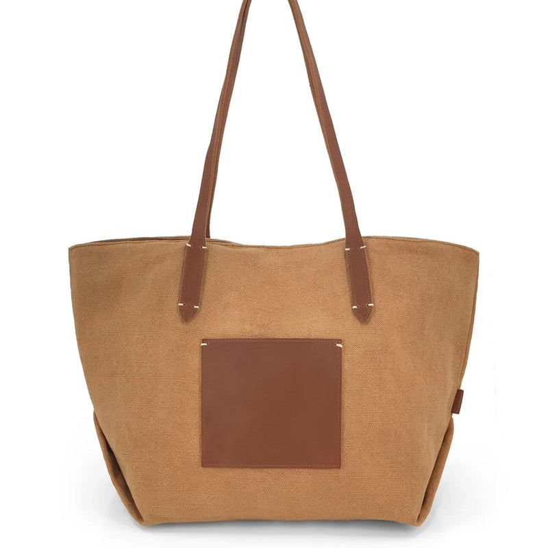 TRIFINE Leather-Trimmed Natural Tote Bag BAGS