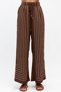 WHITE CLOSET Bruna Rope Stripe Pant - Chocolate BOTTOMS