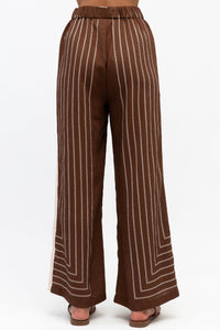 WHITE CLOSET Bruna Rope Stripe Pant - Chocolate BOTTOMS