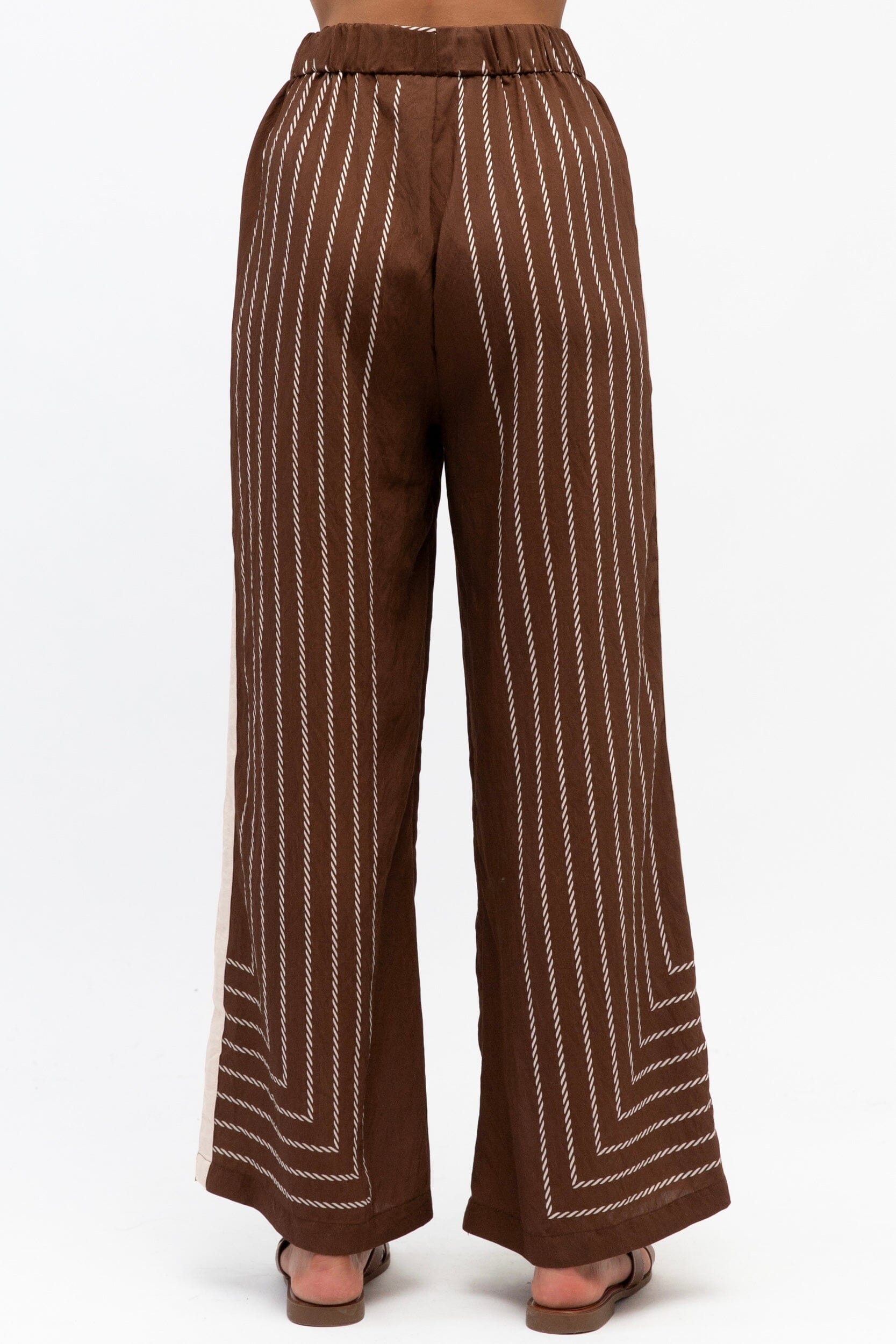 WHITE CLOSET Bruna Rope Stripe Pant - Chocolate BOTTOMS