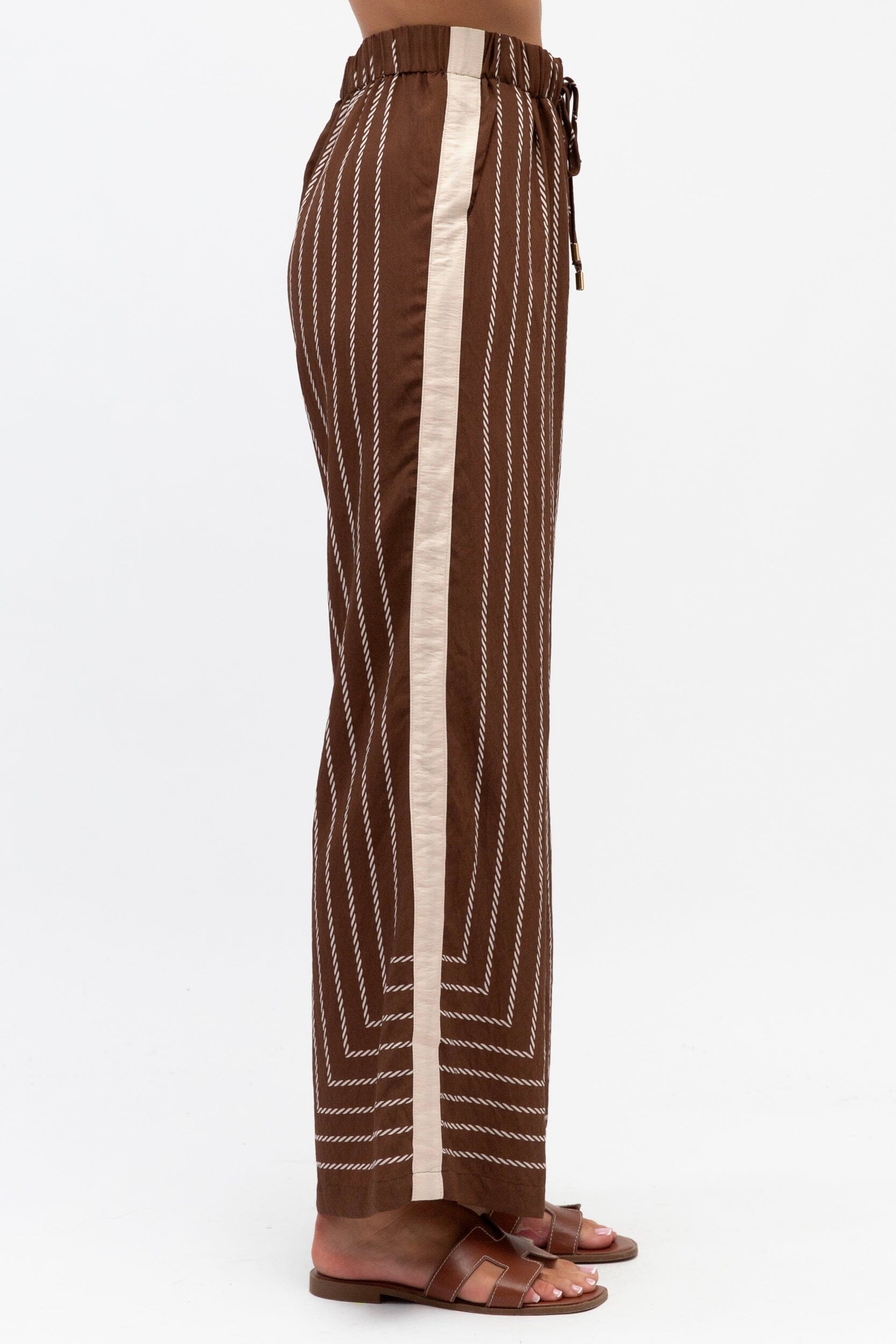WHITE CLOSET Bruna Rope Stripe Pant - Chocolate BOTTOMS