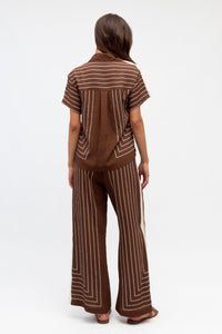 WHITE CLOSET Bruna Rope Stripe Shirt - Chocolate TOPS