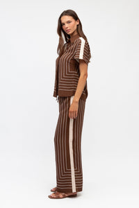 WHITE CLOSET Bruna Rope Stripe Shirt - Chocolate TOPS