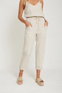 LITTLE LIES Luxe Linen Pants - Natural BOTTOMS