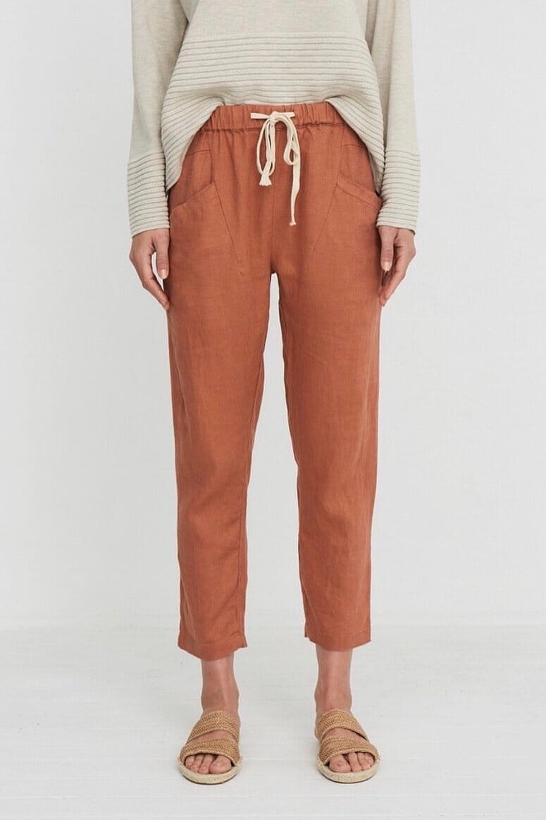 LITTLE LIES Luxe Linen Pants - Terracotta BOTTOMS