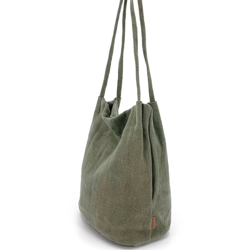 TRIFINE Natural Long Handle Bag - Green ACCESSORIES